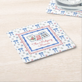 Watercolor Mahjong Tiles & Bows Party Rechteckiger Pappuntersetzer