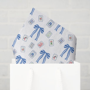 Watercolor Mahjong Tiles & Bows Seidenpapier