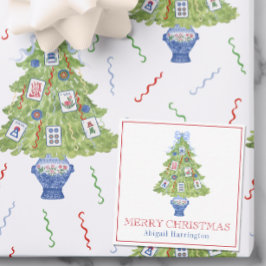 Watercolor Mahjong Weihnachtsbaum Mitteilungskarte