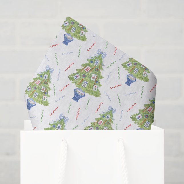 Watercolor Mahjong Weihnachtsbaum Seidenpapier (Geschenktüte)