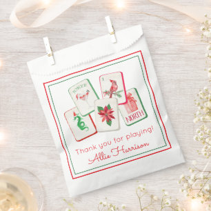 Watercolor Mahjong Weihnachtsfliesen-Einfassung Geschenktütchen