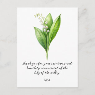 WATERCOLOR-MAIGLÖCKCHEN-GEBURTSBLUME POSTKARTE