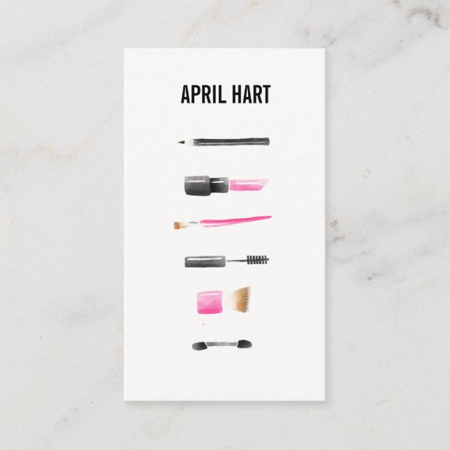 Watercolor Makeup Artist Business Cards Visitenkarte (Vorderseite)