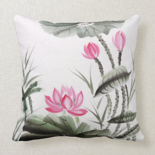 Watercolor-Malerei der Lotos-Blume Kissen