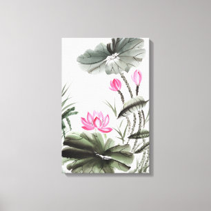 Watercolor-Malerei der Lotos-Blume Leinwanddruck