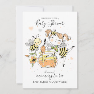Watercolor-Mama-wird-Biene-Baby-Party Einladung