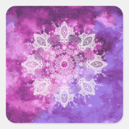 Watercolor Mandala Galaxy Mehndi Quadratischer Aufkleber