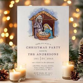 Watercolor Manger Nativity Scene Weihnachtsfest Pa Einladung