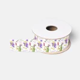 Watercolor Mardi Gras Animal Parade Party Ripsband