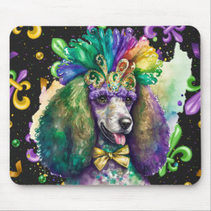 WATERCOLOR MARDI GRAS FRENCH POODLE DOG MOUSEPAD