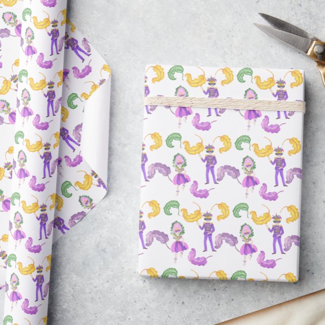 Watercolor Mardi Gras Party Geschenkpapier (Von Creator hochgeladen)