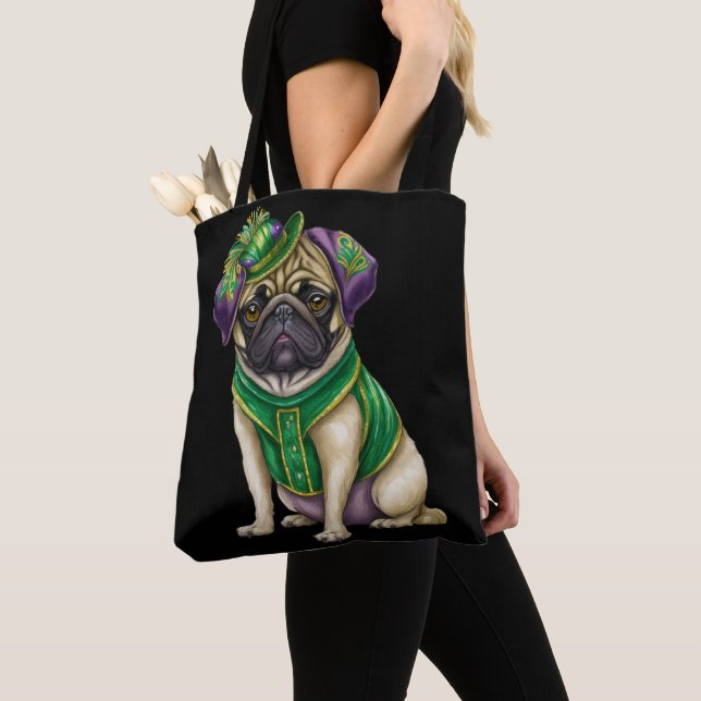 WATERCOLOR MARDI GRAS PUG DOG TASCHE (Von Nahem)