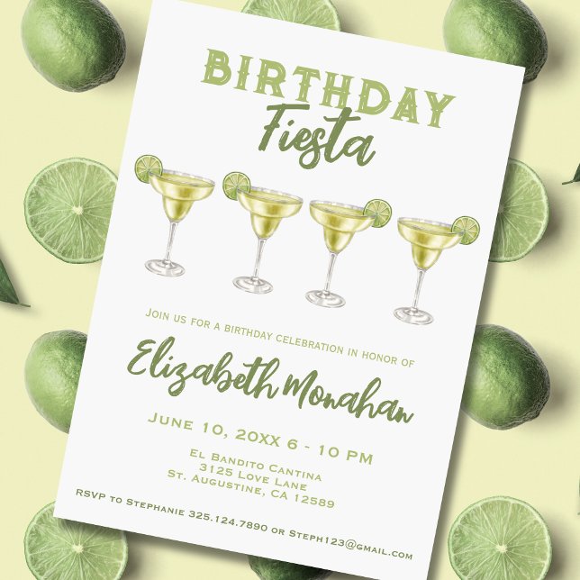 Watercolor Margarita Birthday Fiesta Birthday Einladung (Von Creator hochgeladen)