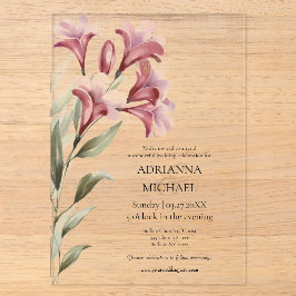 Watercolor Maroon Floral Wedding Invitation Acryleinladungen