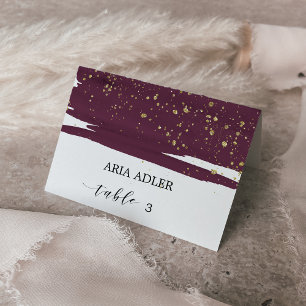 Watercolor Marsala & Gold Mariage Cartes de Place