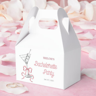 Watercolor Martini Pink Bow Bachelorette Party Geschenkschachtel