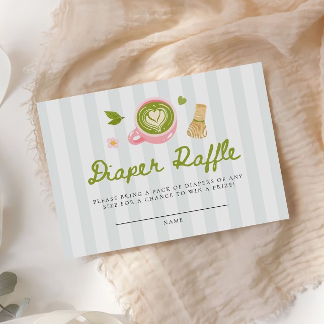 Watercolor Matcha Latte Diaper Raffle Begleitkarte (Von Creator hochgeladen)