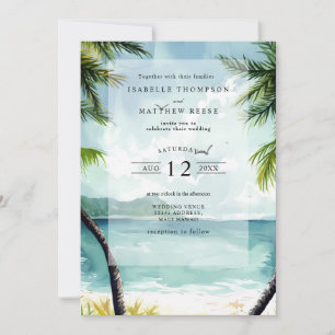 Watercolor Maui Hawaii Tropical Beach Wedding Einladung