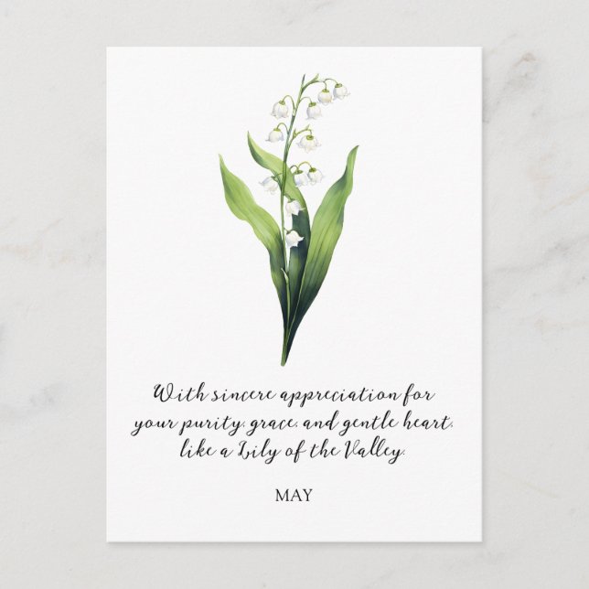 WATERCOLOR MAY LILY OF THE VALLEY BIRTH FLOWER  POSTKARTE (Vorderseite)