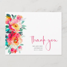 Watercolor Meadow Wildblume Boho Vielen Dank Postkarte