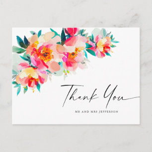 Watercolor Meadow Wildblume Boho Vielen Dank Postkarte