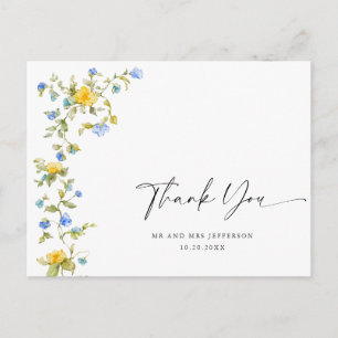 Watercolor Meadow Wildblume Boho Vielen Dank Postkarte