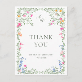 Watercolor Meadow Wildblume Boho Vielen Dank Postkarte