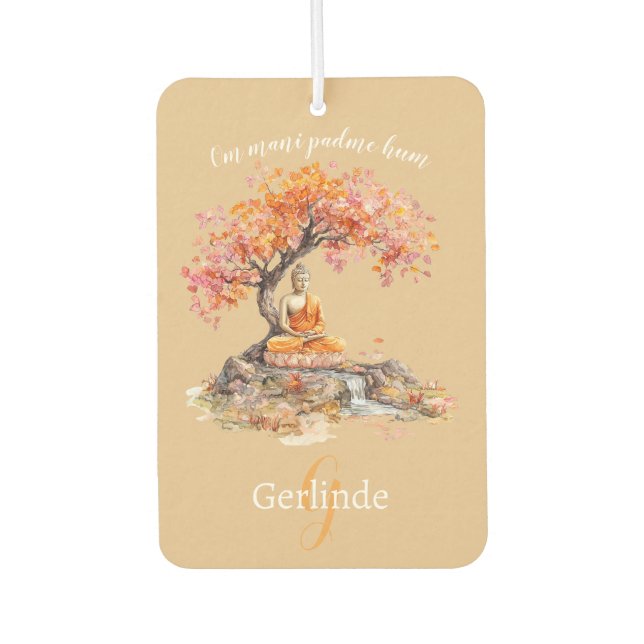 Watercolor Meditating Buddha Personalized Autolufterfrischer (Vorderseite)