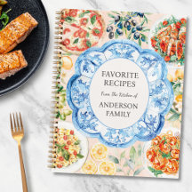 Watercolor Mediterranean Family Recipe Book