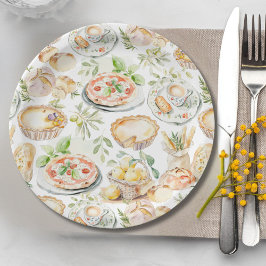 Watercolor Mediterranean Food Pattern Pappteller