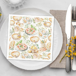 Watercolor Mediterranean Food Pattern Serviette