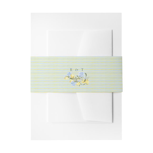 Watercolor Mediterranean Pastel Initials Wedding Einladungsbanderole (Vorderseite Beispiel)