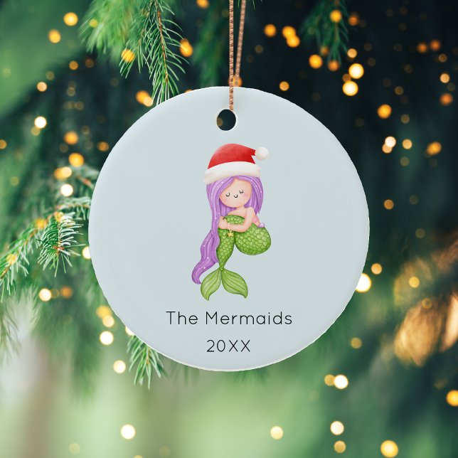 Watercolor Mermaid Weihnachtsgebäck Foto Keramik Ornament (Von Creator hochgeladen)