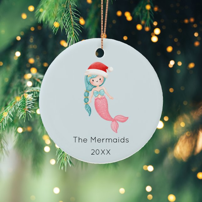 Watercolor Mermaid Weihnachtsgebäck Foto Keramik Ornament (Von Creator hochgeladen)