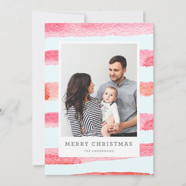 WATERCOLOR MERRIEST CHRISTMAS Foto Weihnachten (Vorderseite)