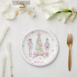  Watercolor Merry Christmas Nutcracker ballet pink Pappteller