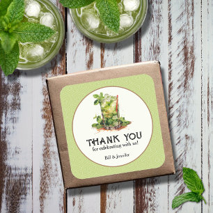 Watercolor Mint Julep Derby Quadratischer Aufkleber