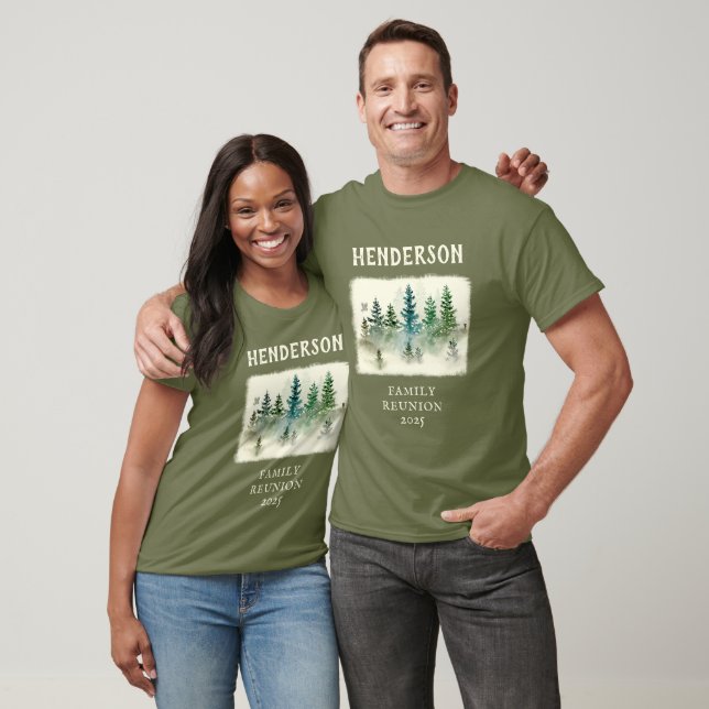 Watercolor Misty Wood Matching Rustic T-Shirt (Unisexe)