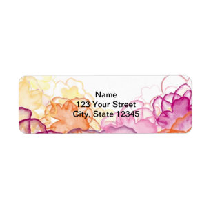 Watercolor mit Blumen in rosa, in Lila und Orange