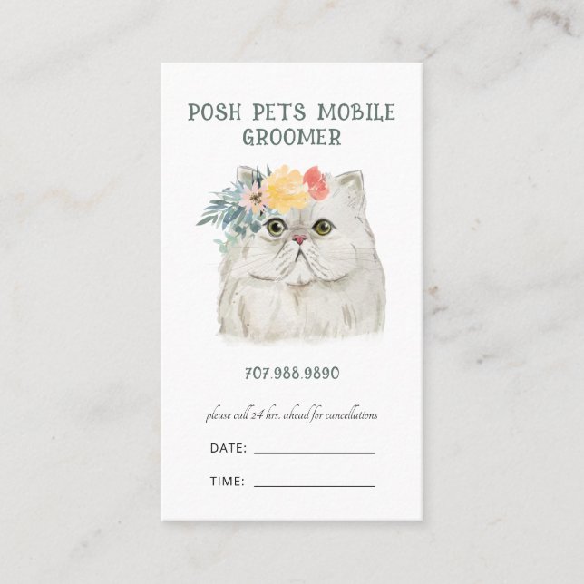 Watercolor Mobile Pet Groomer Terminkarte (Vorderseite)