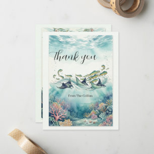 Watercolor Mobula Rochen Dorado Ozean Hochzeit Dan Mitteilungskarte