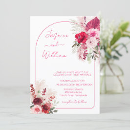 Watercolor Modern Boho Elegante Hochzeit mit Flora Einladung
