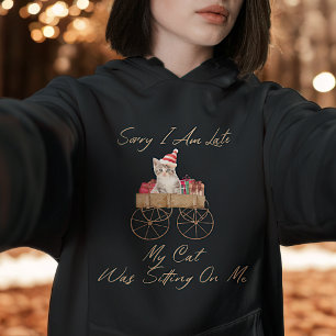 Watercolor Modern Script Red Cat Weihnachten Hoodie