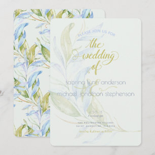 Watercolor Moderne Boho Leafy Branches Hochzeit Einladung