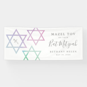 Watercolor-Monogramm Ombre Bat Mitzwa Banner