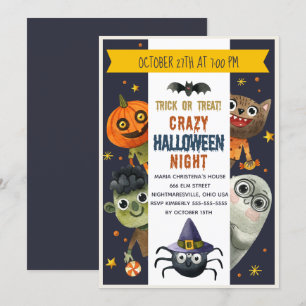 Watercolor-Monster-Halloween-Party-Einladung Einladung