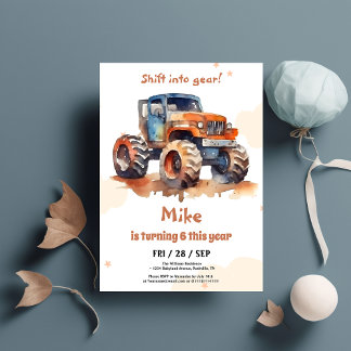 Watercolor Monster Truck Junge Geburtstag Einladung