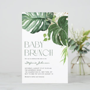 Watercolor Monstera Summer Baby Brunch Einladung