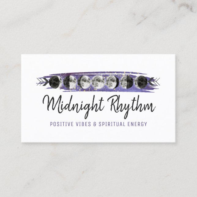 Watercolor Moon Lunar Cycle Night Sky Energy Basic Visitenkarte (Vorderseite)