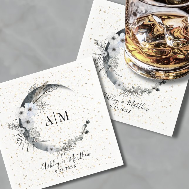 Watercolor Moon Stars Celestial Wedding Serviette (Watercolor Moon Stars Celestial Wedding Napkins )